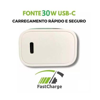 Imagem de Carregador Turbo 30w Fonte Tipo C Compatível iPhone Android e FAM