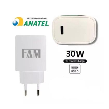 Imagem de Carregador Turbo 30w Fonte Tipo C Compatível iPhone Android e FAM