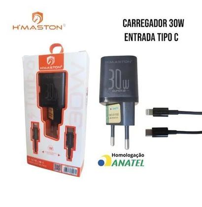 Imagem de Carregador Turbo 30W H'MASTOM Fonte USB-C Cabo Tipo-C para Tipo-C