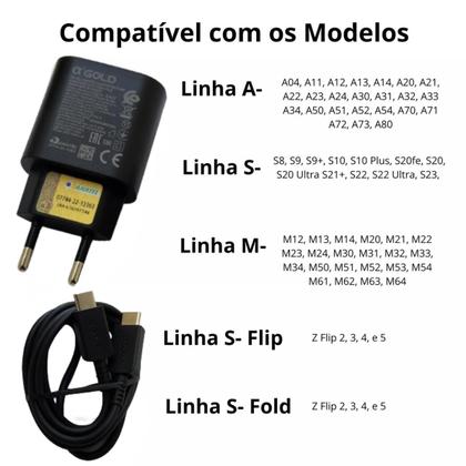 Imagem de Carregador Turbo 30w Para Samsung Galaxy Todos Modelos Tipo C A04e A14 A22 A23 A54 S21 S22 S23 S24 Fe Com Cabo Blindado