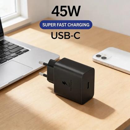 Imagem de Carregador Turbo 45W USBC Compatível com Samsung S20FE S21FE S22 S10 S23 S23Ultra S23FE S24 s24FE S24Ultra S25 S25FE S25ULTRA S26 S26 USB TIPO C