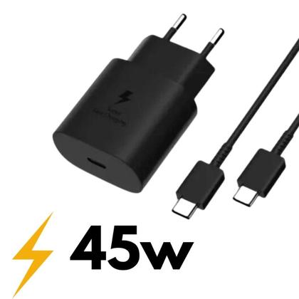 Imagem de Carregador Turbo 45W USBC Compatível com Samsung S20FE S21FE S22 S10 S23 S23Ultra S23FE S24 s24FE S24Ultra S25 S25FE S25ULTRA S26 S26 USBC Bivolt