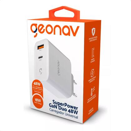 Imagem de Carregador Turbo 48Watts Duas Portas Usb-C e Usb-A Geonav