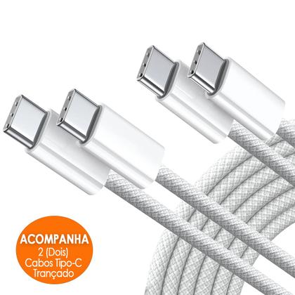 Imagem de Carregador Turbo 50w Tipo-C Acompanha 2 Cabos Trançados Compatível Iphone 15 15 Pro e 15 Max