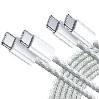 Imagem de Carregador Turbo 65w + 2 Cabos Tipo-C 1M Compatível iPhone 15, iPad, Watch e Notebook