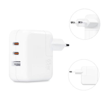 Imagem de Carregador Turbo 65w + 2 Cabos Tipo-C 1M Compatível iPhone 15, iPad, Watch e Notebook