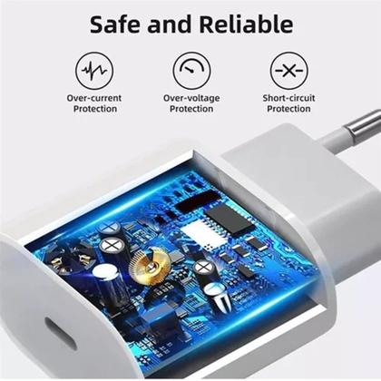 Imagem de Carregador Turbo Com Cabo Usb C Lightning Fonte 20W Ultra Rapido Compatível Modelo iPhon 11 12 13 14 Original Inova