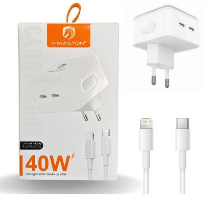 Imagem de Carregador Turbo Duplo Usb-C Compativel Lightning - 40w