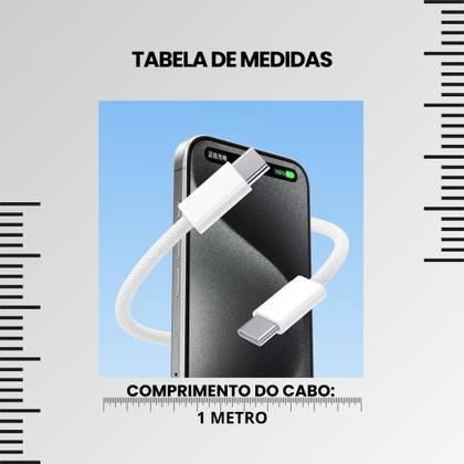 Imagem de Carregador Turbo Fonte 20w + Cabo USB-C Trançado Compatível iPhone 15 16 Pro Max Plus Ultra PD
