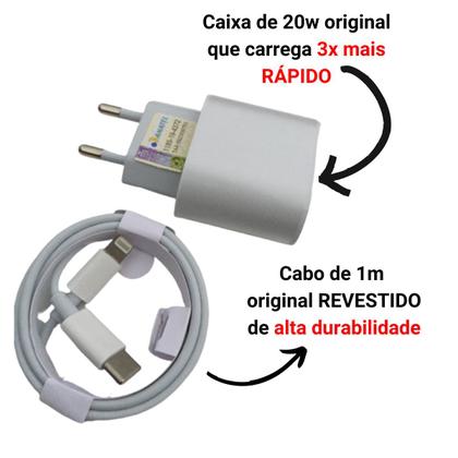 Imagem de Carregador Turbo Fonte 20w Usb-c+ Cabo Compatível com iPhone  11 12 13 14 Pro X XR XS