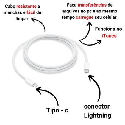 Imagem de Carregador Turbo Fonte 20w Usb-c+ Cabo Tipo-c Compatível com iphone 15 15 pro 15 max