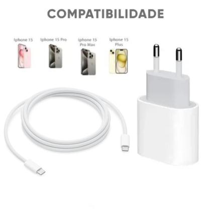 Imagem de Carregador Turbo Fonte 20w Usb-c+ Cabo Tipo-c Compatível com iphone 15 15 pro 15 plus