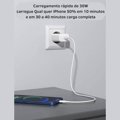 Imagem de Carregador Turbo Fonte 30w Usbc Cabo Compatível iPhone 15 15 plus 15 pro 15 16  max