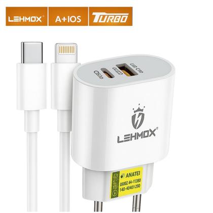 Imagem de Carregador Turbo Fonte 40W Cabo Tipo C x Ligthning Compatível com iPhone 11 12 13 14 Pro Max SE X XR 7 8 Plus