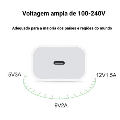 Imagem de Carregador Turbo iPhone Fonte 20w Usb-c+ Cabo Tipo-c Compatível iphone 15 15 pro 15 pro max plus