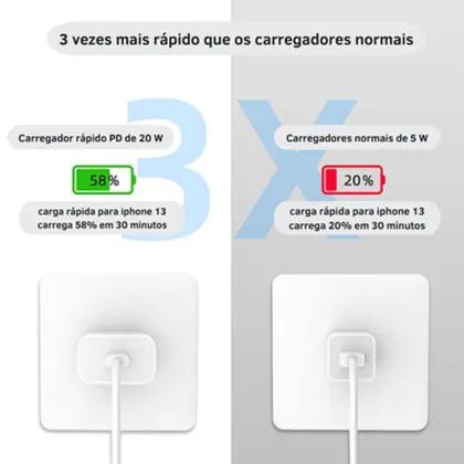 Imagem de Carregador Turbo iPhone Fonte 40w Duplo Usb-c + Cabo Lightning Compatível 11 12 13 Pro Max X XR XS