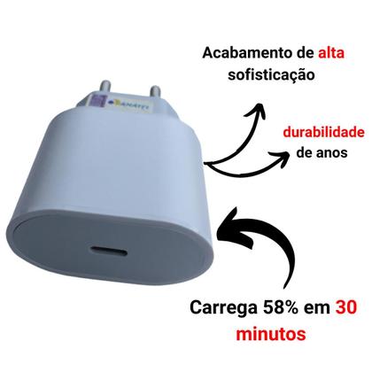 Imagem de Carregador Turbo iPhone Fonte 40w Duplo Usb-c + Cabo Lightning Compatível 11 12 13 Pro Max X XR XS
