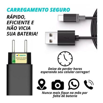 Imagem de Carregador Turbo Preto Rápido Veloz Para Moto G82