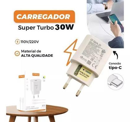 Imagem de Carregador Turbo Rapido 30w Para Samsung Galaxy Todos Modelos Tipo C A04e A14 A22 A23 A54 S9 S10 S20 S21 Ultra S21 Fe Com Cabo Blindado