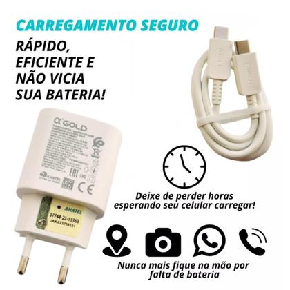 Imagem de Carregador Turbo Rapido 30w Para Samsung Galaxy Todos Modelos Tipo C A04e A14 A22 A23 A54 S9 S10 S20 S21 Ultra S21 Fe Com Cabo Blindado