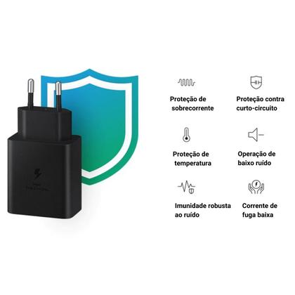 Imagem de Carregador Turbo Tipo - C Fonte 45W + Cabo Compatível com Samsung Galaxy Carga Ultra Rápida