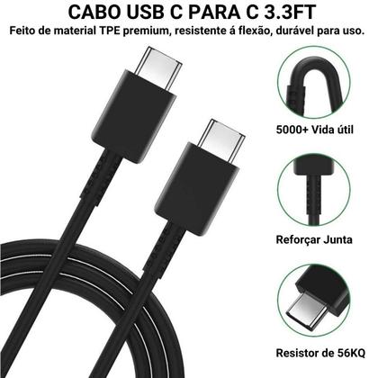 Imagem de Carregador Turbo Tipo - C Fonte 45W + Cabo Compatível com Samsung Galaxy Carga Ultra Rápida