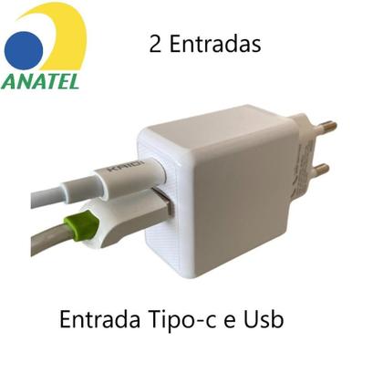 Imagem de Carregador Turbo Tipo-c Usb dupla entrada + Cabo Lightning - KAIDI