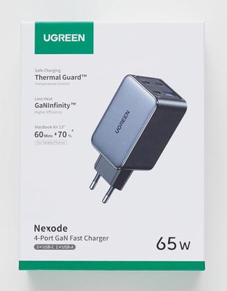 Imagem de Carregador UGREEN Nexode 65W ( 4 em 1 ) GaNInfinity 3xUSB C e 1xUSB A suporta PD QC4+ Galaxy 45W 25W