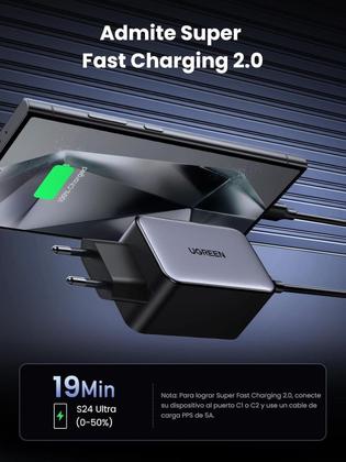 Imagem de Carregador Ugreen Nexode 65W Ganinfinity 3 Usb C E 1 Usb A