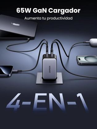 Imagem de Carregador Ugreen Nexode 65W Ganinfinity 3 Usb C E 1 Usb A