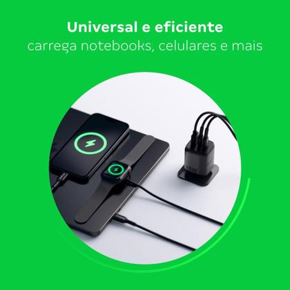Imagem de Carregador Ultrarrapido 65w C/ 3 Portas Usb (1 Usb-a 2 Usb-c) Gan Ec21 4820190
