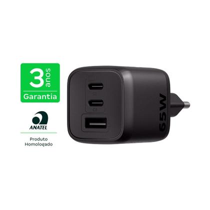 Imagem de Carregador Ultrarrapido 65w C/ 3 Portas Usb (1 Usb-a 2 Usb-c) Gan Ec21 4820190
