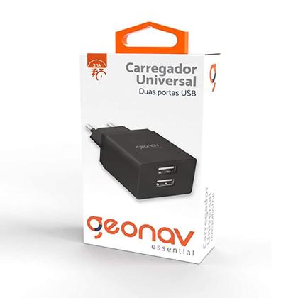 Imagem de Carregador Universal 2 Saídas USB Preto ESACB2 Geonav