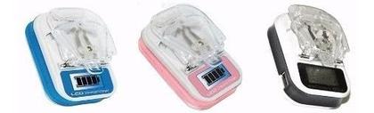 Imagem de Carregador Universal Digital LCD Bivolt Bateria Celular USB preto