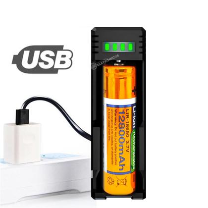 Imagem de Carregador USB Bateria Recarregável 18650 3.7V 12800mAh C/ Indicador de Carga LEY2033 LEY2033BAT
