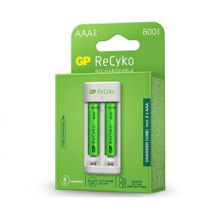 Imagem de Carregador Usb C/ 2 Pilhas Recarregáveis Aaa Nimh 800Mah