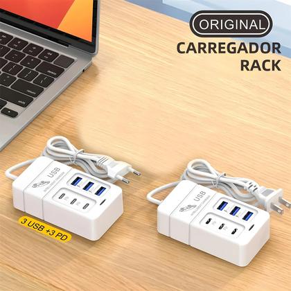 Imagem de Carregador USB PD Portátil de Parede com 6 Portas - Compatível com Xiaomi e Samsung