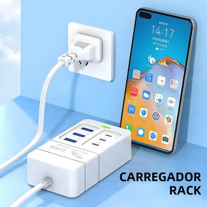 Imagem de Carregador USB PD Portátil de Parede com 6 Portas - Compatível com Xiaomi e Samsung