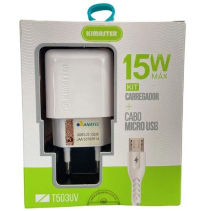 Imagem de Carregador V8 1USB QC 15W T503UV Kimaster Micro USB