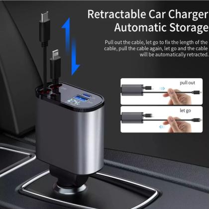 Imagem de Carregador Veicular 120W Turbo - Cabo Tipo e Lightinin - Usb