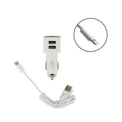 Imagem de Carregador Veicular 2 Usb 3.4A com Cabo Lightning Kaidi KD-303A