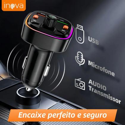 Imagem de Carregador Veicular Automotivo Bluetooth Transmissor Fm Receptor Adaptador QC3.0 Com 1 P