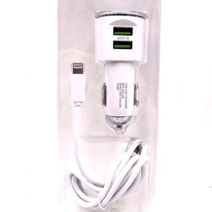 Imagem de Carregador Veicular Carga Rápida 2 Usb + Cabo Lightning Compatível Iphone Kaidi KD-303A