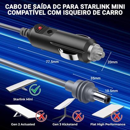 Imagem de Carregador Veicular Starlinkk Mini Carro 3 em 1 5 MetrosPlugue Veicular 12V 24V Transmissão Eficiente Uso Viagem Camping