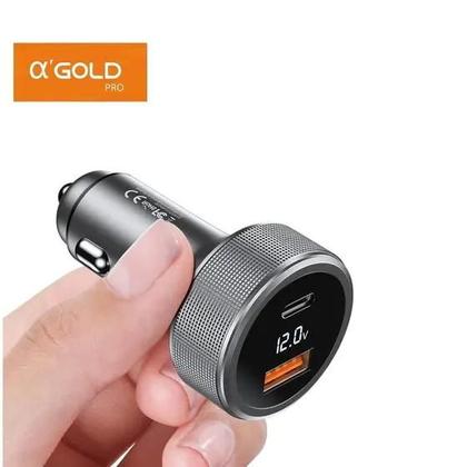 Imagem de Carregador Veicular Turbo 60w USB 3.0 Tipo C com LED PD Agold Viagens