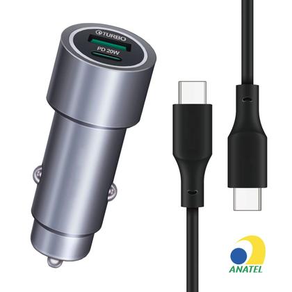 Imagem de Carregador Veicular Turbo com Cabo Tipo-C 1M para Carro