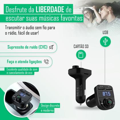 Imagem de Carregador Veicular USB Transmissor FM Mp3 Sem Fio Bluetooth