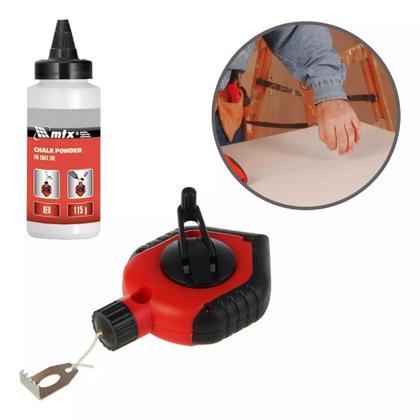 Carretel De Linha 30m P/ Drywall C/ Pó De Giz Vermelho - Mtx - Giz