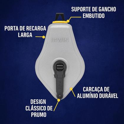 Imagem de Carretel de Linha de Marcação IRWIN Mach 6 com Giz Azul 30 Metros
