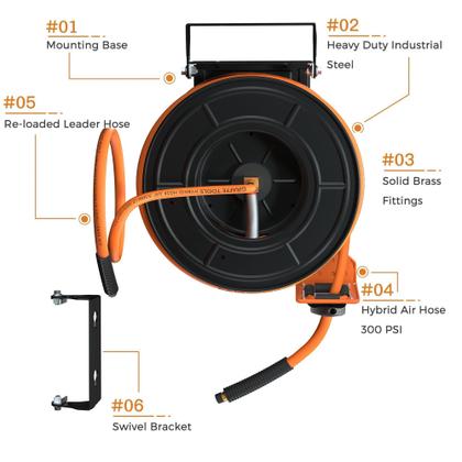 Imagem de Carretel de mangueira de ar retrátil Giraffe Tools TA15BPLUS 15m